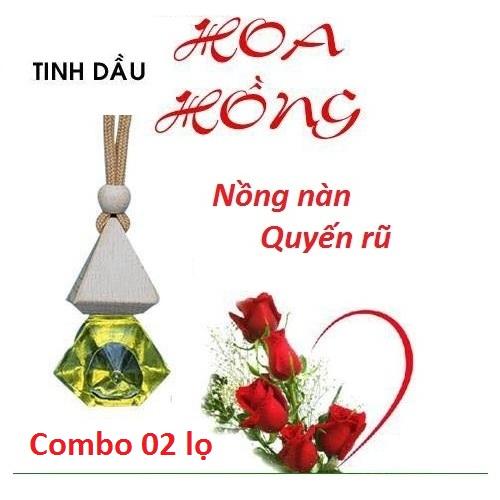 Combo 02 lọ Tinh dầu treo xe, treo phòng Hương Hoa Hồng cao cấp