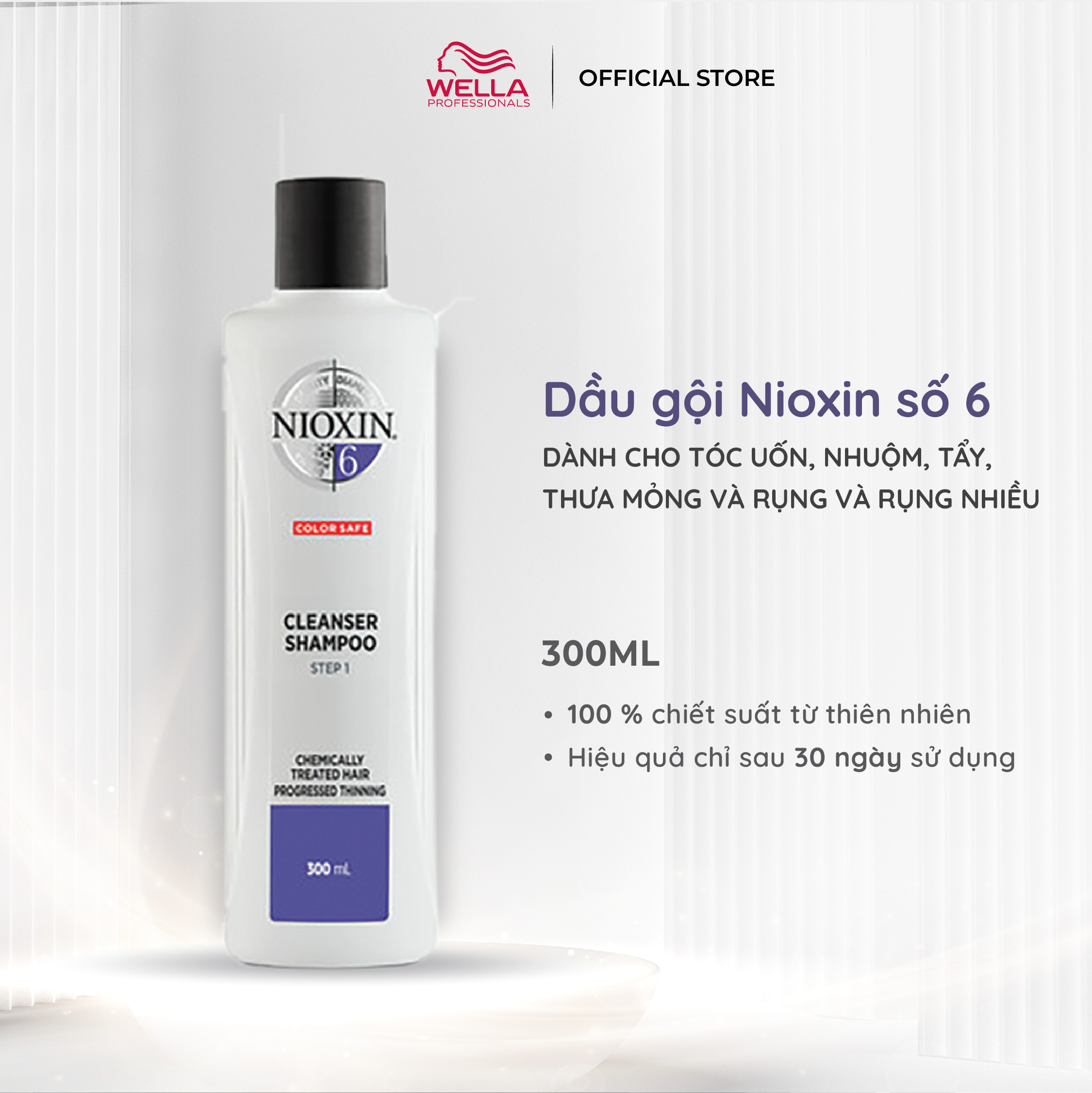 Dầu Gội Nioxin 6 Dành Cho Tóc Tẩy Hay Tạo Kiểu, Thưa Mỏng Và Rụng Nhiều Trong Thời Gian Dài Cleanser Chemically Treated Hair