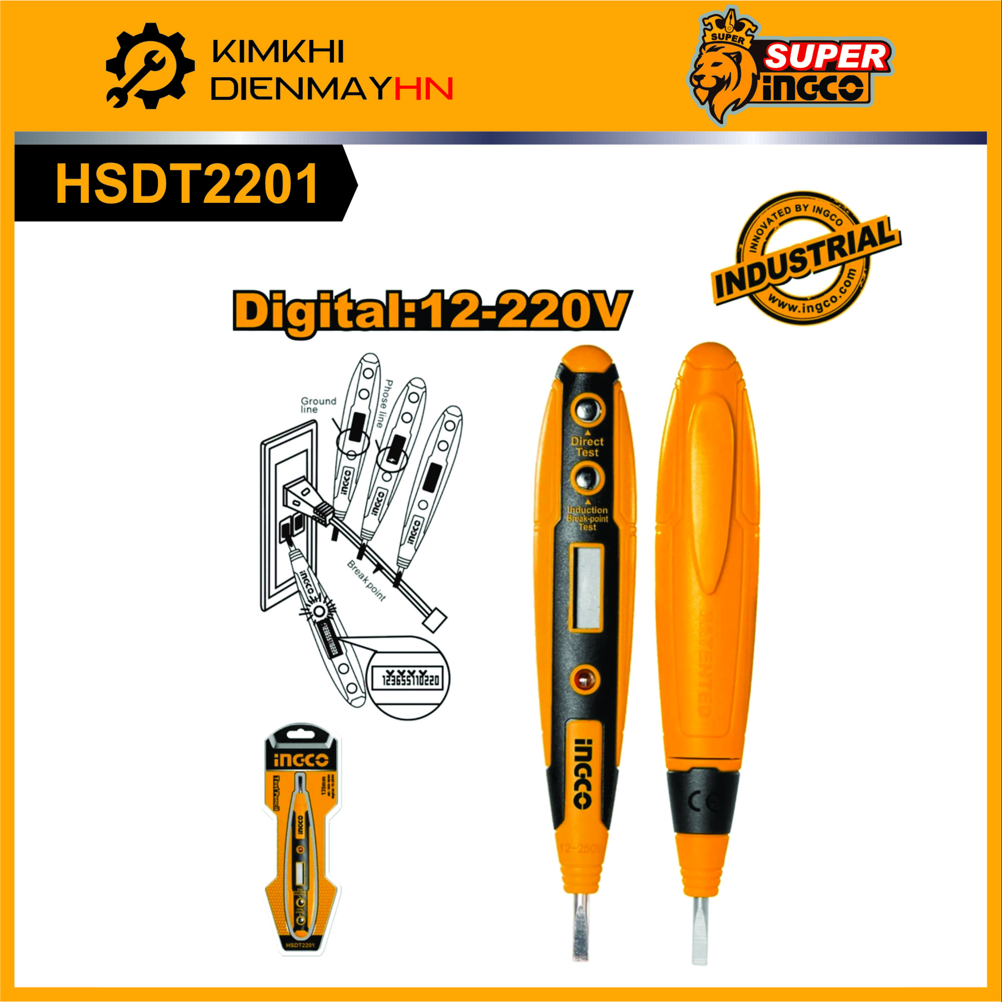 Bút thử điện kỹ thuật số đa năng thông minh ingco hsdt2201