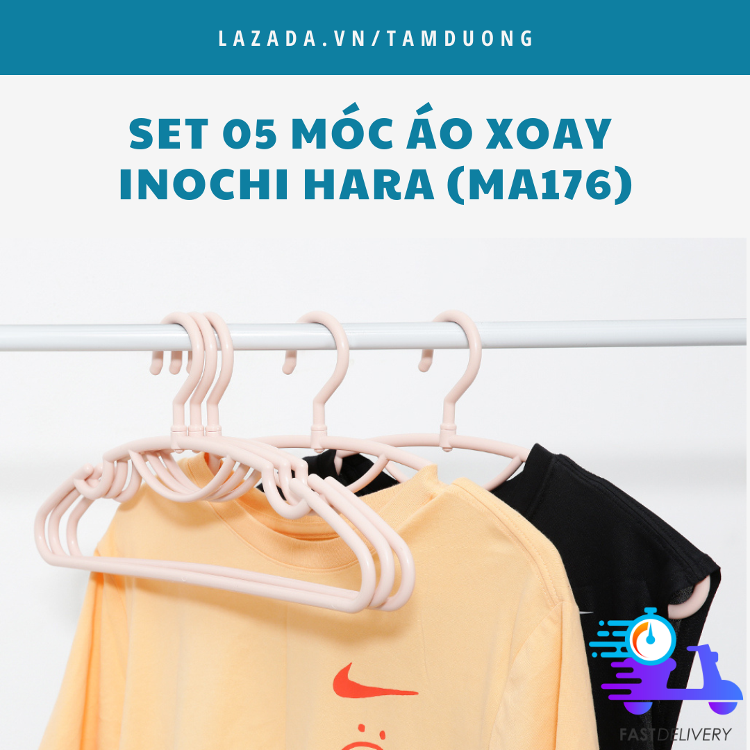 Set 05 Móc áo xoay Inochi (MA176) thiết kế thông minh với khả năng xoay 360 độ [HCM-Giao hoả tốc 2h]