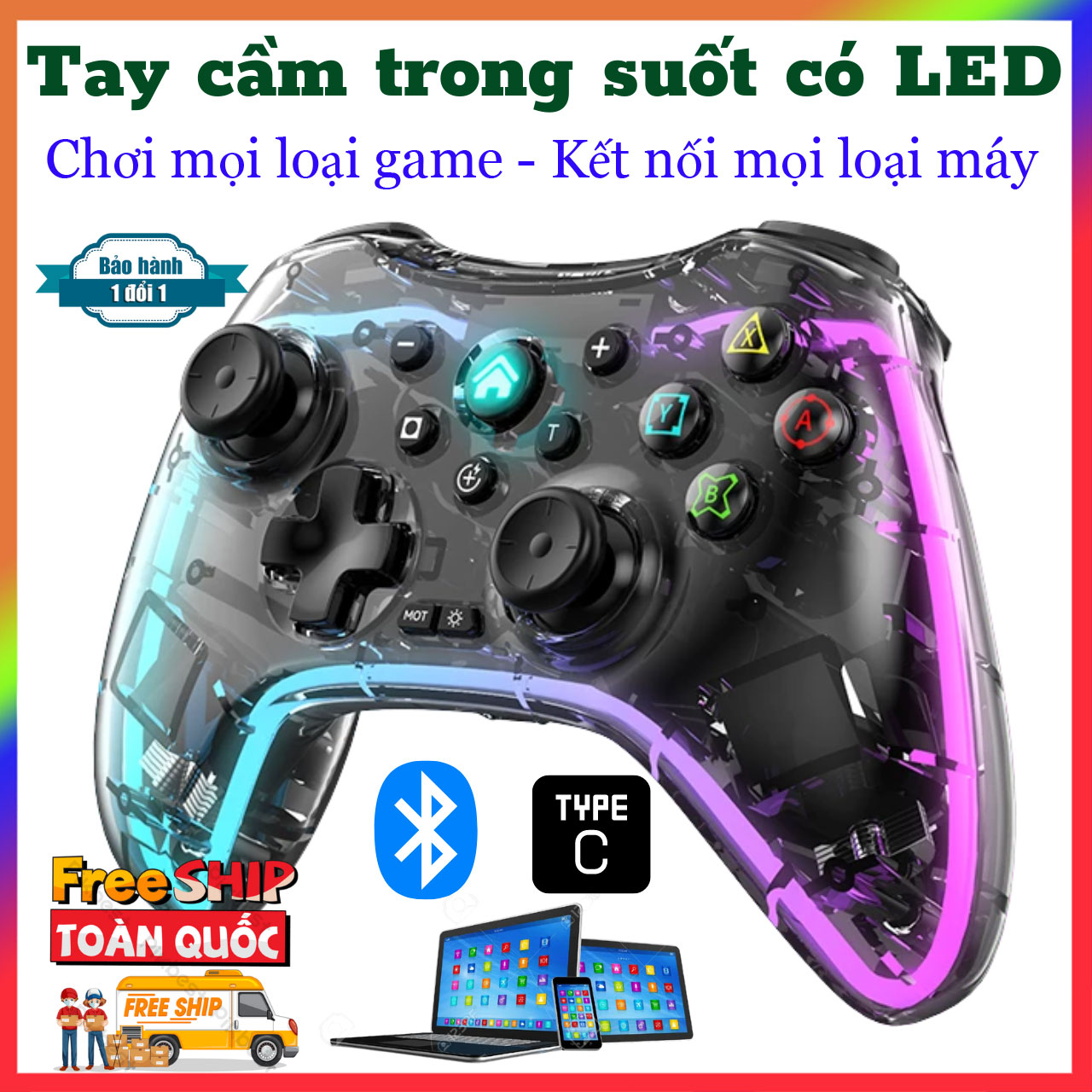 Tay cầm chơi game điện thoại có hỗ trợ iOS, Android, PC, Switch chơi game liên quân, Pubg