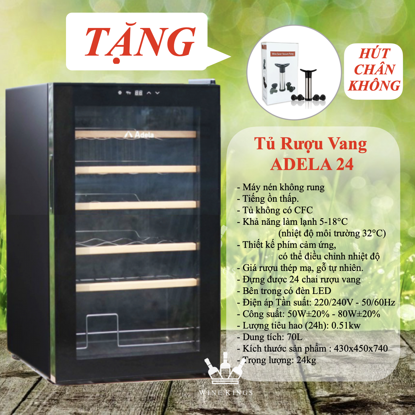 Tủ bảo quản rượu vang Adela 24 chai - công nghệ Block