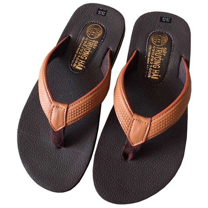 Dép nữ xỏ ngón vàng trơn Trường Hải da bò thật mềm mại XNN03