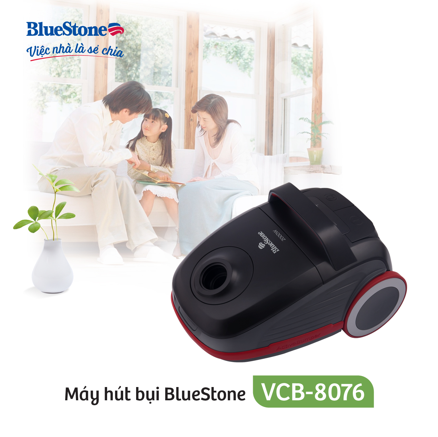 Máy hút bụi bluestone vcb-8076 - công suất 2000w - lực hút 330w - hộp chứa bụi dung tích 2.2l - công nghệ lọc hepa với khả năng lọc sạch vi khuẩn, bụi bẩn hiệu quả - bảo hành 2 năm - hàng chính hãng