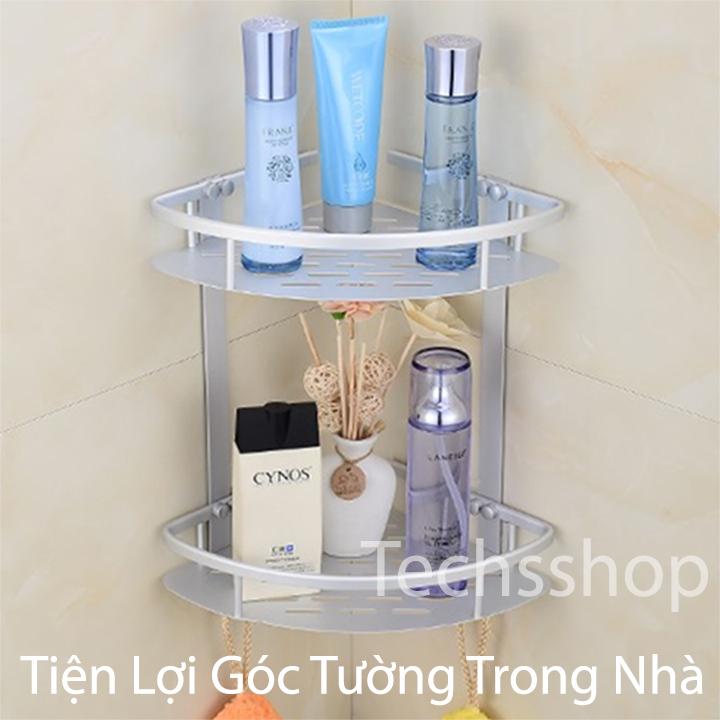 Kệ nhà tắm đa năng 2 tầng nhôm không gỉ để bàn chải kem đánh răng - Kệ góc tường để đồ dùng nhà vệ sinh - Kệ nhà bếp đựng gia vị