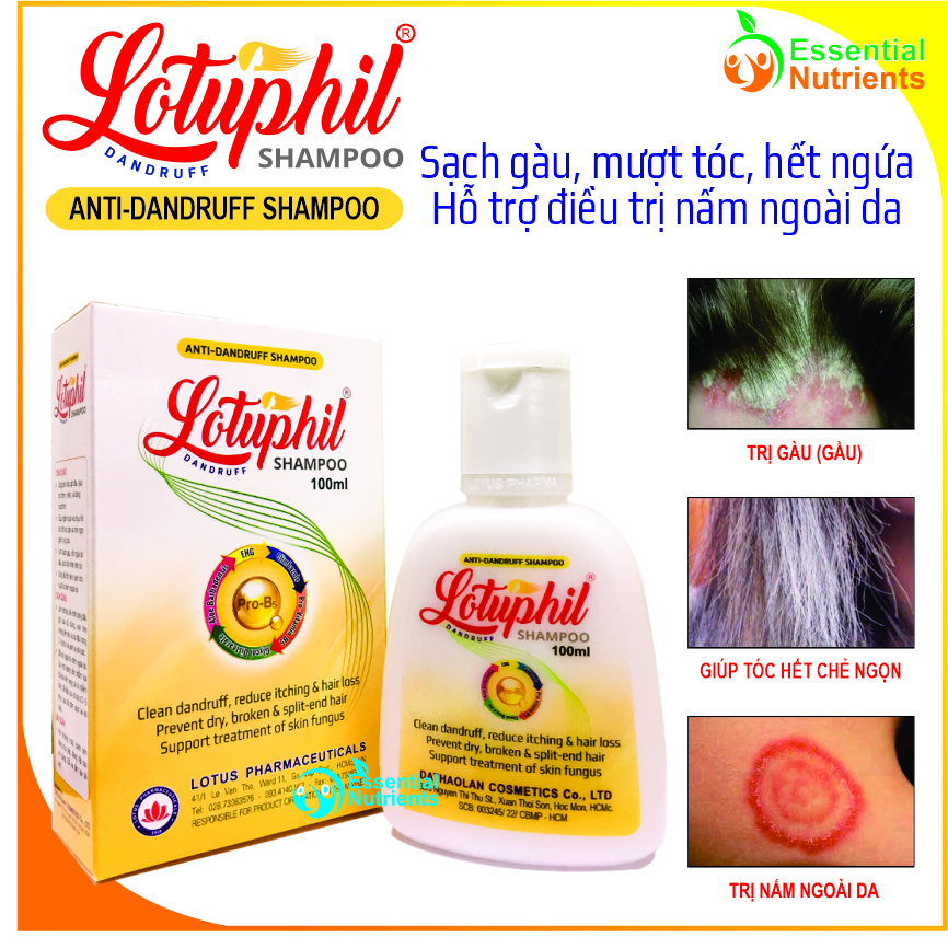  Dầu gội LOTUPHIL DANDRUFF SHAMPOO Dầu tắm gội 2 trong 1 hết gàu hết ngứa phục hồi tóc khô xơ chẻ ngọn giảm rụng tóc giúp tóc mềm bóng mượt. Tặng bông tắm trị giá 19K – LOTUSPHARMA 