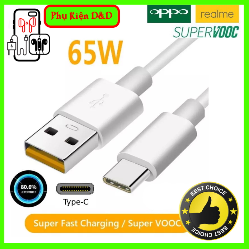 Dây cáp sạc nhanh 65w chính hãng, cáp sạc super vooc flash type c 6.5a, và phù hợp với oppo, xiaomi, vivo, samsung,