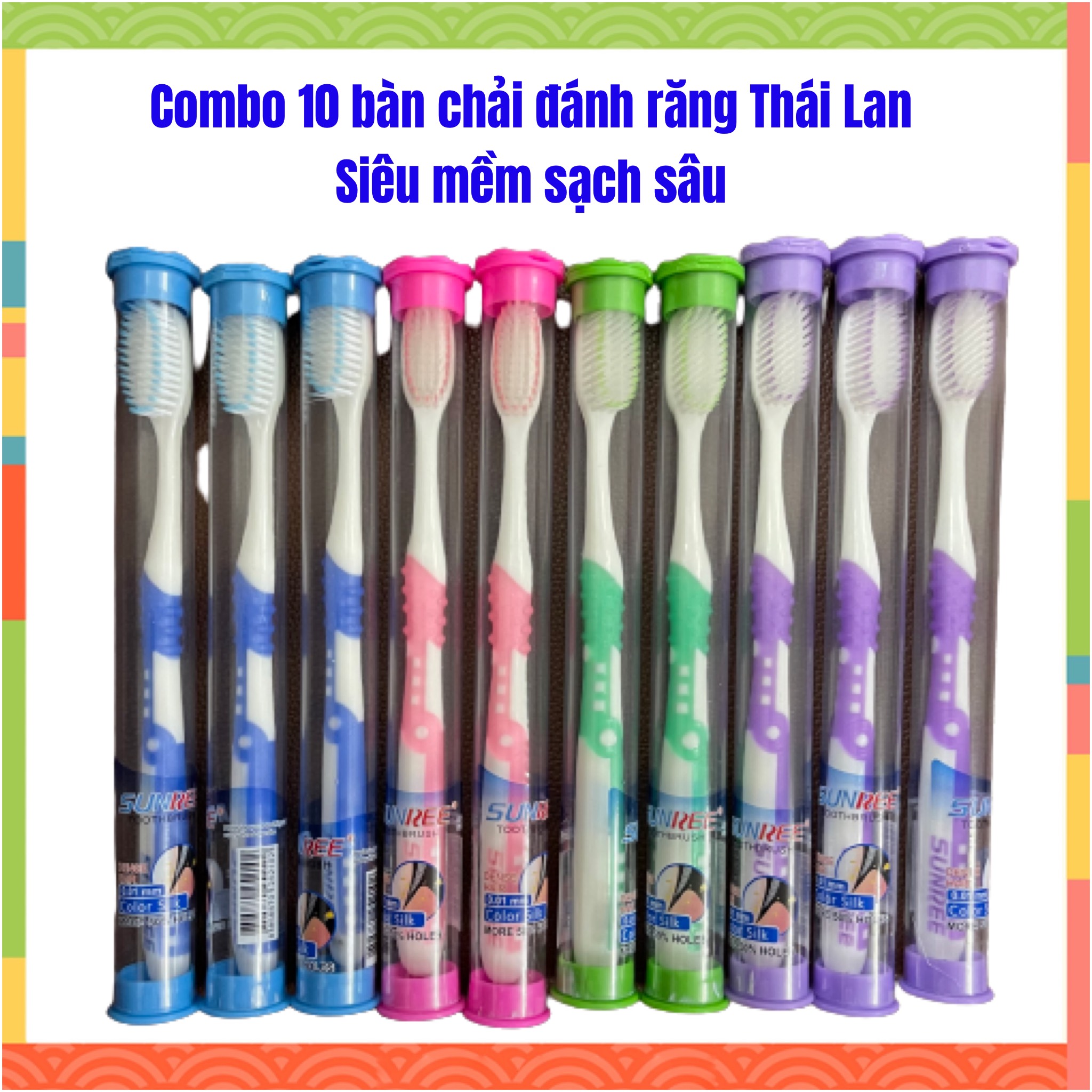 Combo 10 bàn chải đánh răng thái lan siêu mềm sạch sâu - huy kiet store