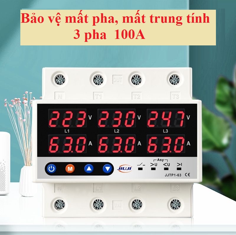 Thiết bị bảo vệ mất pha - đứt pha - sụt áp- quá áp điện 3 pha 60a, 100a, 125a chính hãng nakasi