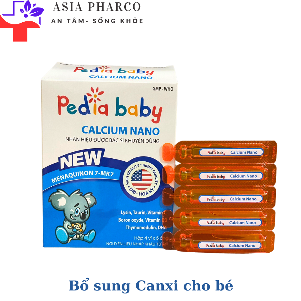 Pedia Baby Calcium nano New - Bổ Sung Canxi Cho Bé- Công Thức Vượt Trội- Hộp 20 ống