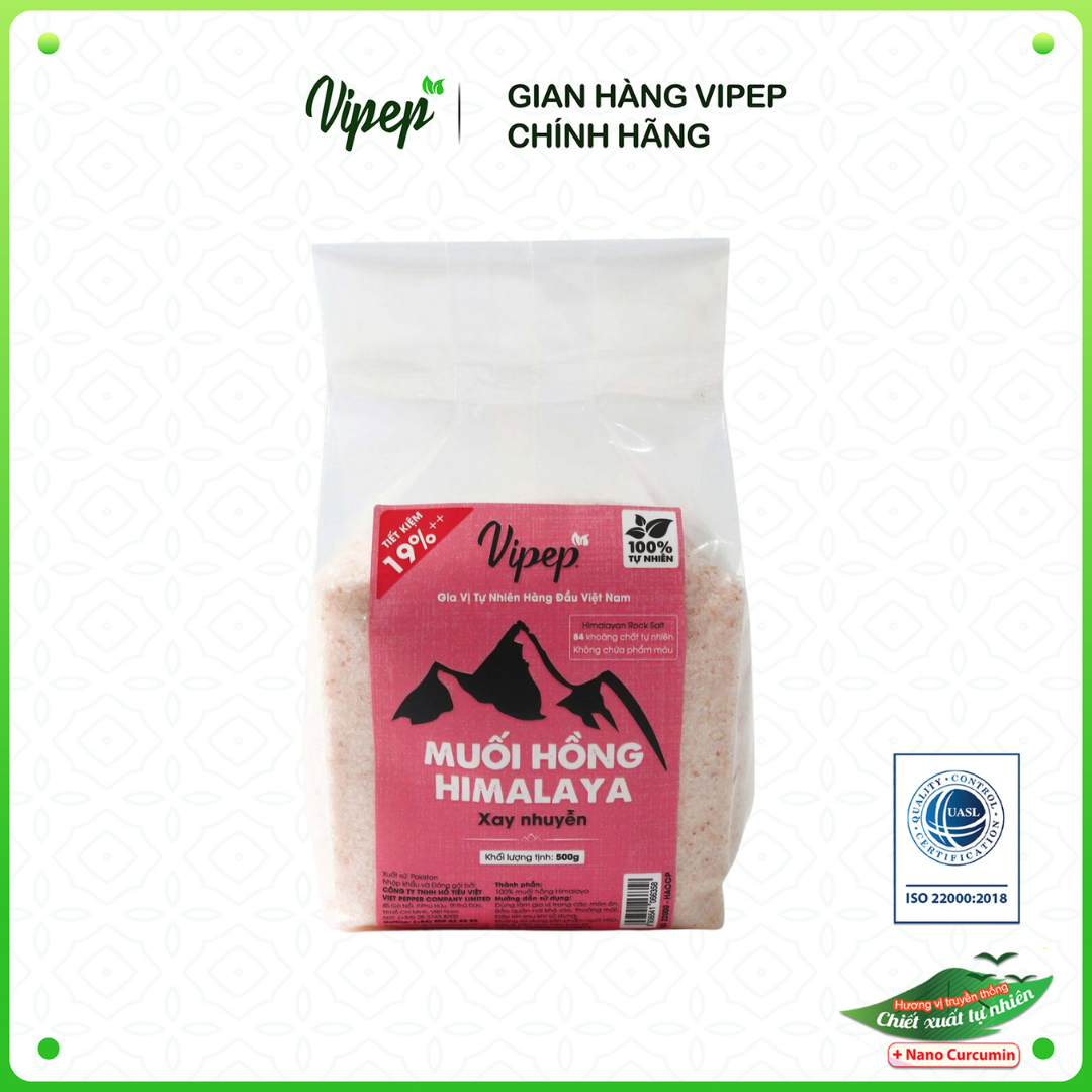 Muối hồng himalaya xay nhuyễn vipep túi 250g - gia vị vipep