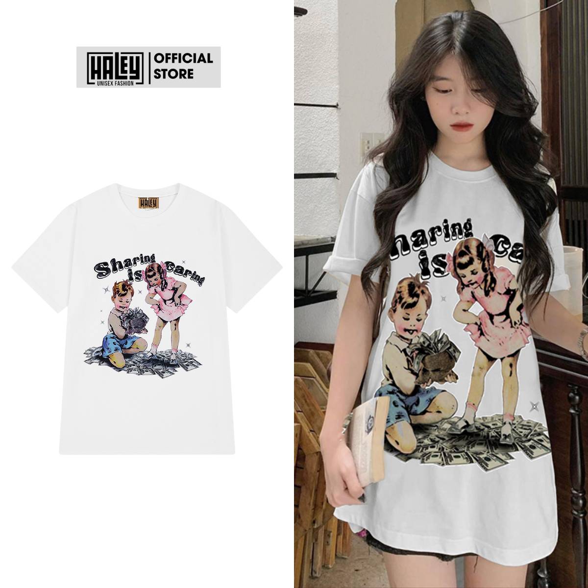 Áo thun unisex tn228 form rộng nam nữ haley phông tay lỡ basic cotton ullzang hàn quốc
