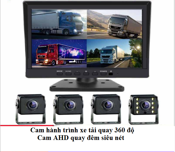 Camera hành trình cho xe tải xe khách quay cùng lúc 4 cam dây dài 15m