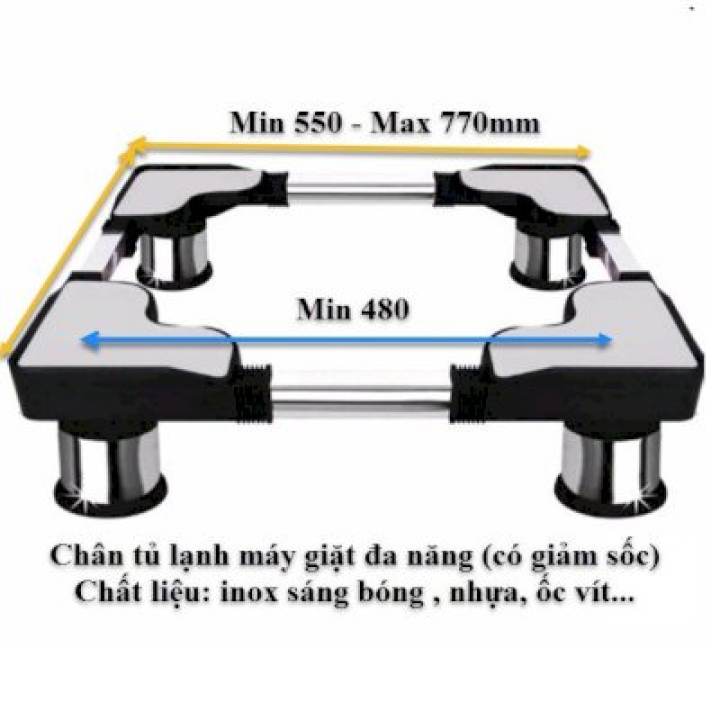 [HCM]KỆ CHÂN TỦ LẠNH MÁY GIẶT INOX CAO CẤP - KỆ ĐỂ CHÂN TỦ LẠNH MÁY GIẶT MÁY LỌC NƯỚC - CHÂN ĐẾ KÊ TỦ LẠNH CHẮC CHẮN KHÔNG GỈ SÉT