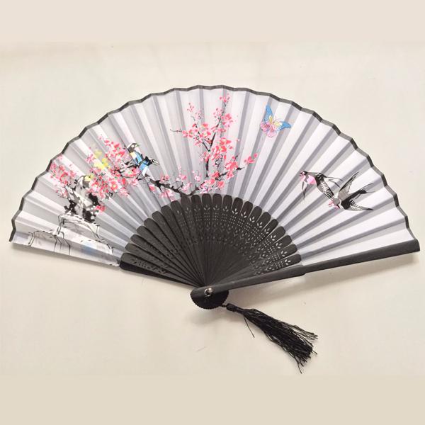 Quạt cổ trang chim và hoa đào đồ cổ trang trung quốc cổ phong cổ đại Quạt xếp cầm tay phong cách Trung Quốc