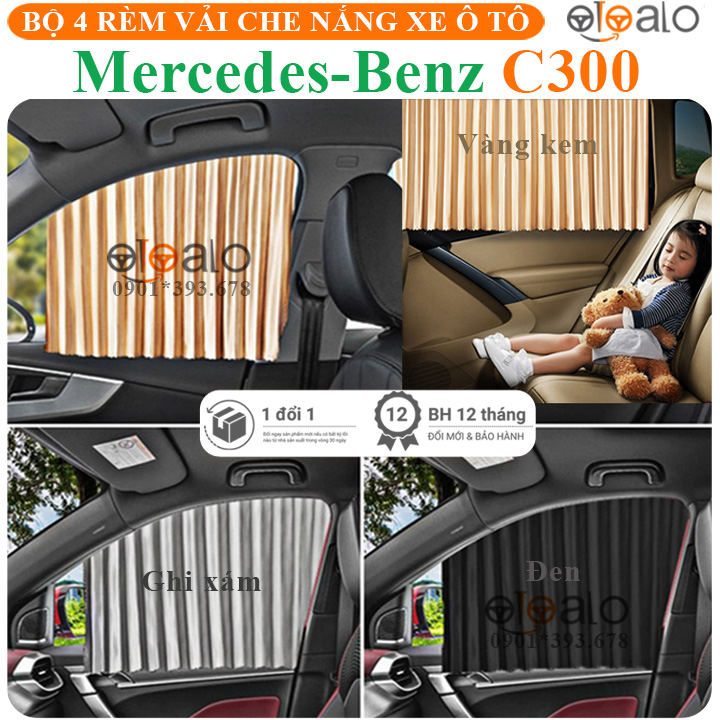 Rèm che chắn nắng cửa kính xe ô tô Mercedes C300 vải lụa gắn nam châm keo 3M CAO CẤP - OTOALO