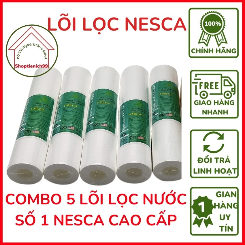Combo 5 Lõi lọc Nước Số 1 NESCA-PP5' Hàng Chính Hãng Chất Lượng Cao, Giá Rẻ Đủ Dùng Trong 1 Năm Có Thể Thay Thế Cho Các Loại Máy Lọc Nước RO Trên Thị Trường Hiện Nay.