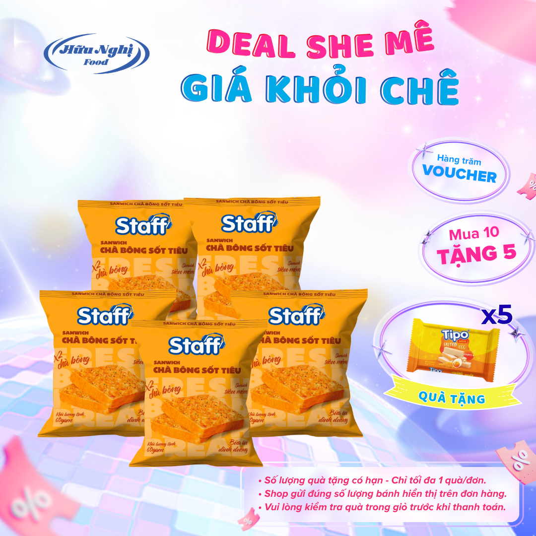 COMBO 5 Bánh mì chà bông sốt tiêu 60g Staff