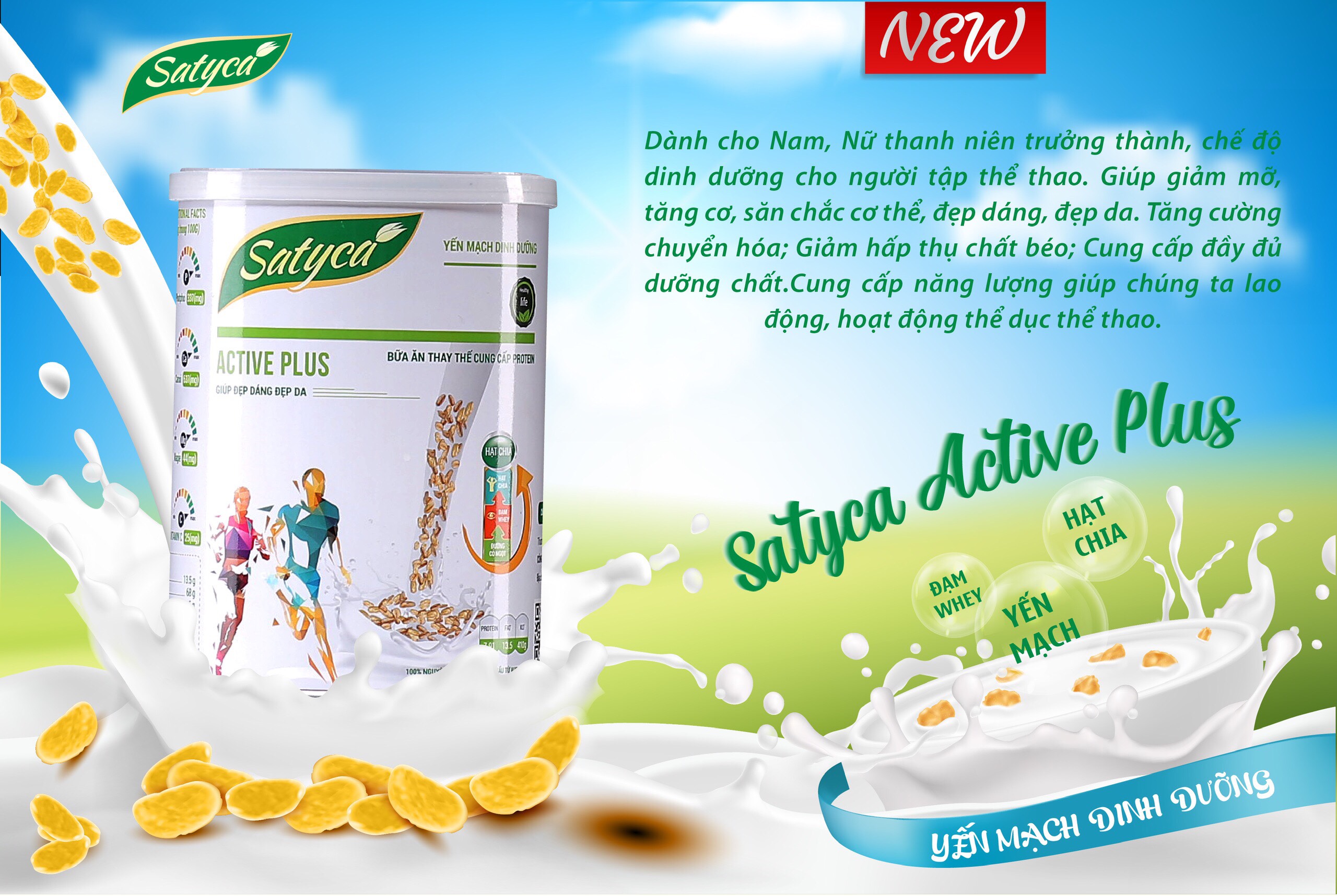 [MIỄN PHÍ SHIP(2+)+GIẢM 35K]Sữa yến mạch dinh dưỡng Satyca Active Plus là bữa ăn thay thế,bồi bổ sức khỏe,cung cấp năng lượng,tăng cường các vitamin và khoáng chất chống suy nhược và giàu chất xơ tăng cường hệ tiêu hóa