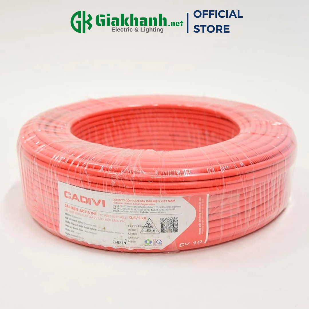 Dây điện đơn 1 lõi, 1 lớp cách điện cadivi cv 10.0 – 0,6/1kv 10 mm2