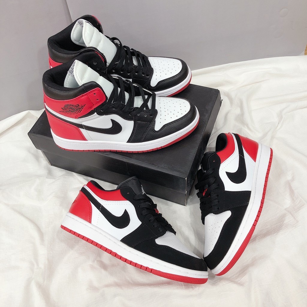 Giày Nike Jordan - Giày Sneaker cổ cao đỏ trắng bản cao cấp Full size nam nữ
