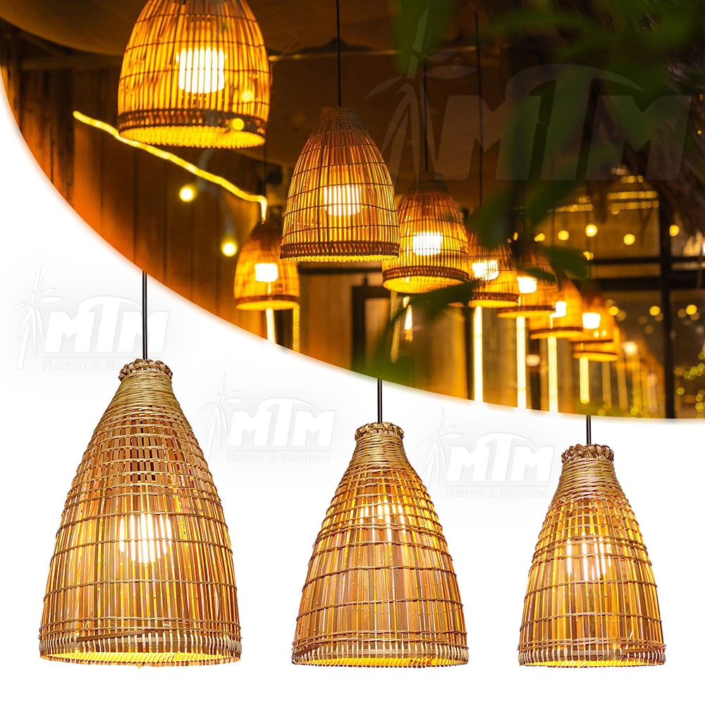 Đèn tre bán đó - Đèn mây tre, đèn treo trang trí giá rẻ.