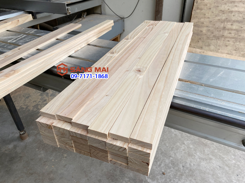 [MS54] Thanh gỗ thông 4,5cm x 1,5cm x dài 1m + láng mịn 4 mặt