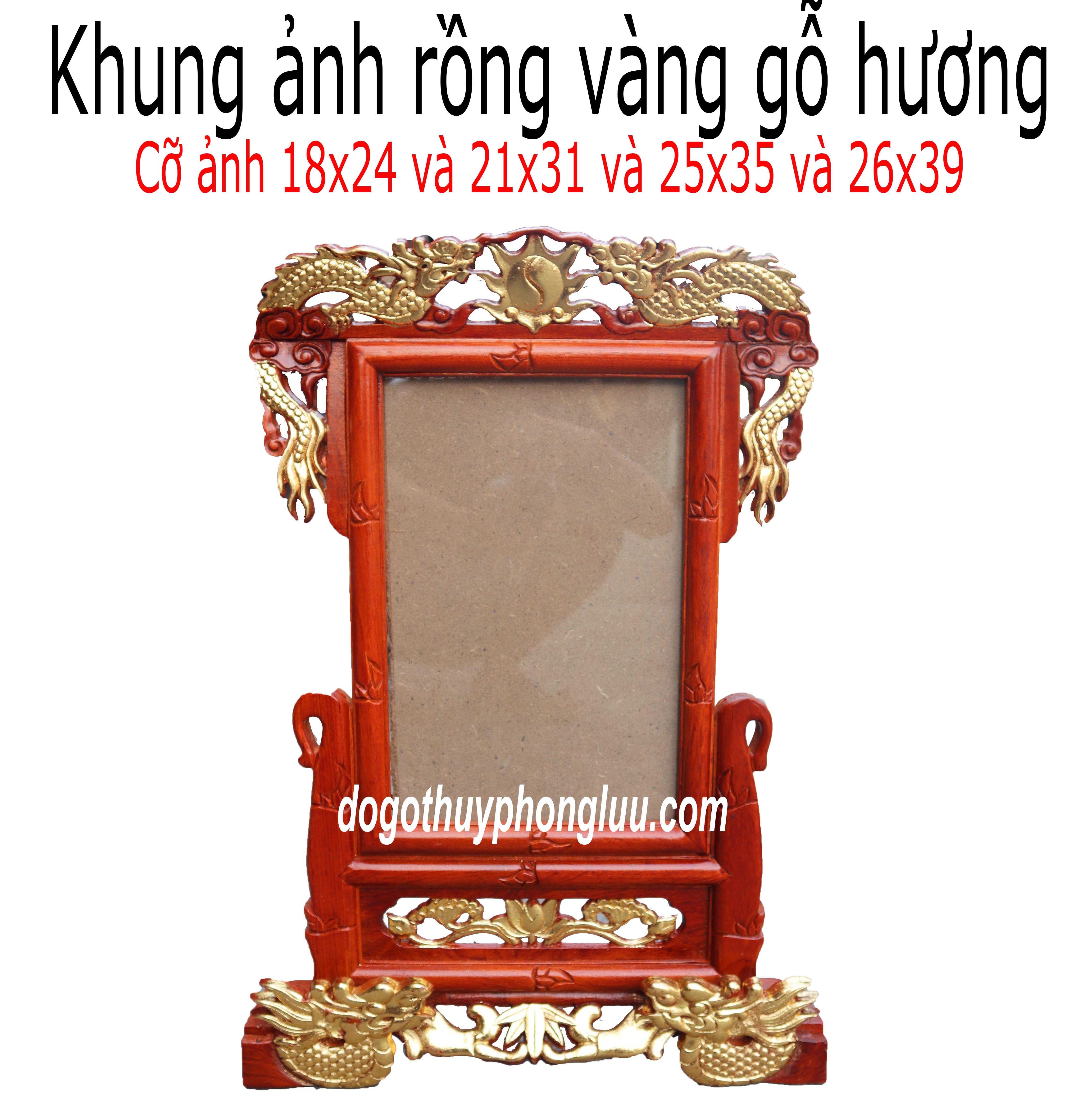Khung ảnh thờ rồng rát vàng-Khung hình thờ song long vàng 4 cỡ ảnh 18x24/21x31/25x35/26x39