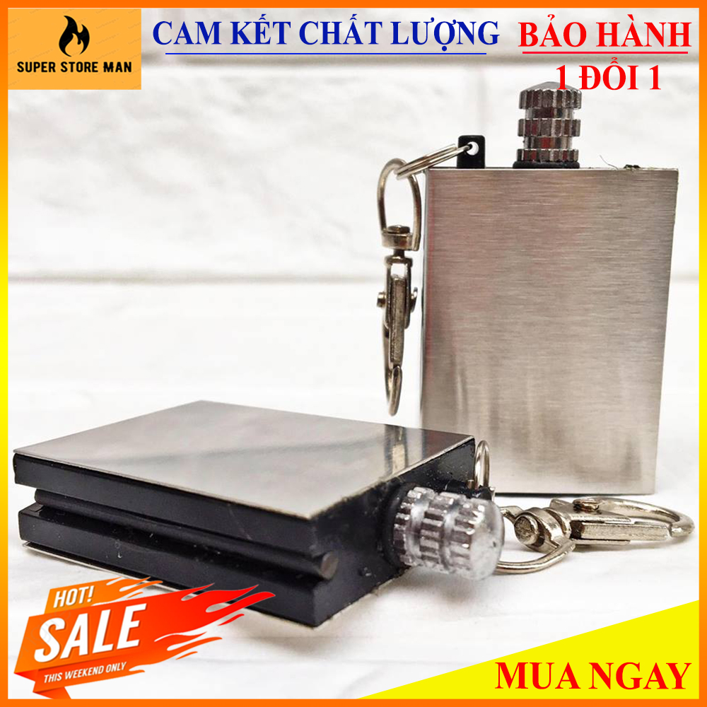 [HOT] Bật Lửa, Hộp Quẹt -  Móc Khóa – Bật Lửa, Hộp Quẹt Diêm Xăng Vĩnh Cửu Hình Vuông – Độc Đáo Nhỏ Gọn, Tiện Lợi