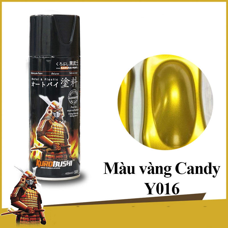 Y016 _ sơn xit samurai y016 _candy yellow_ màu vàng kẹo yamaha