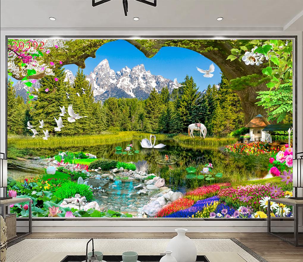 Tranh dán tường 3D Phòng Khách/Thiên Nhiên Giao Hòa, 392(Đã tích hợp sẵn keo)
