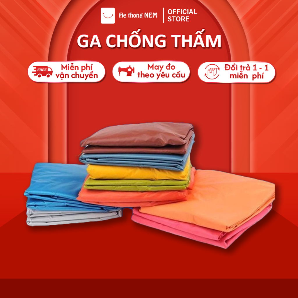 Bao nệm chống thấm Poly Hệ Thống Nệm cao cấp - miếng tấm bao vỏ áo ga ra chun gra drap bọc bảo vệ niệm nệm đệm giường hai mặt bo chun chống thấm nước tiểu cho bé cao cấp