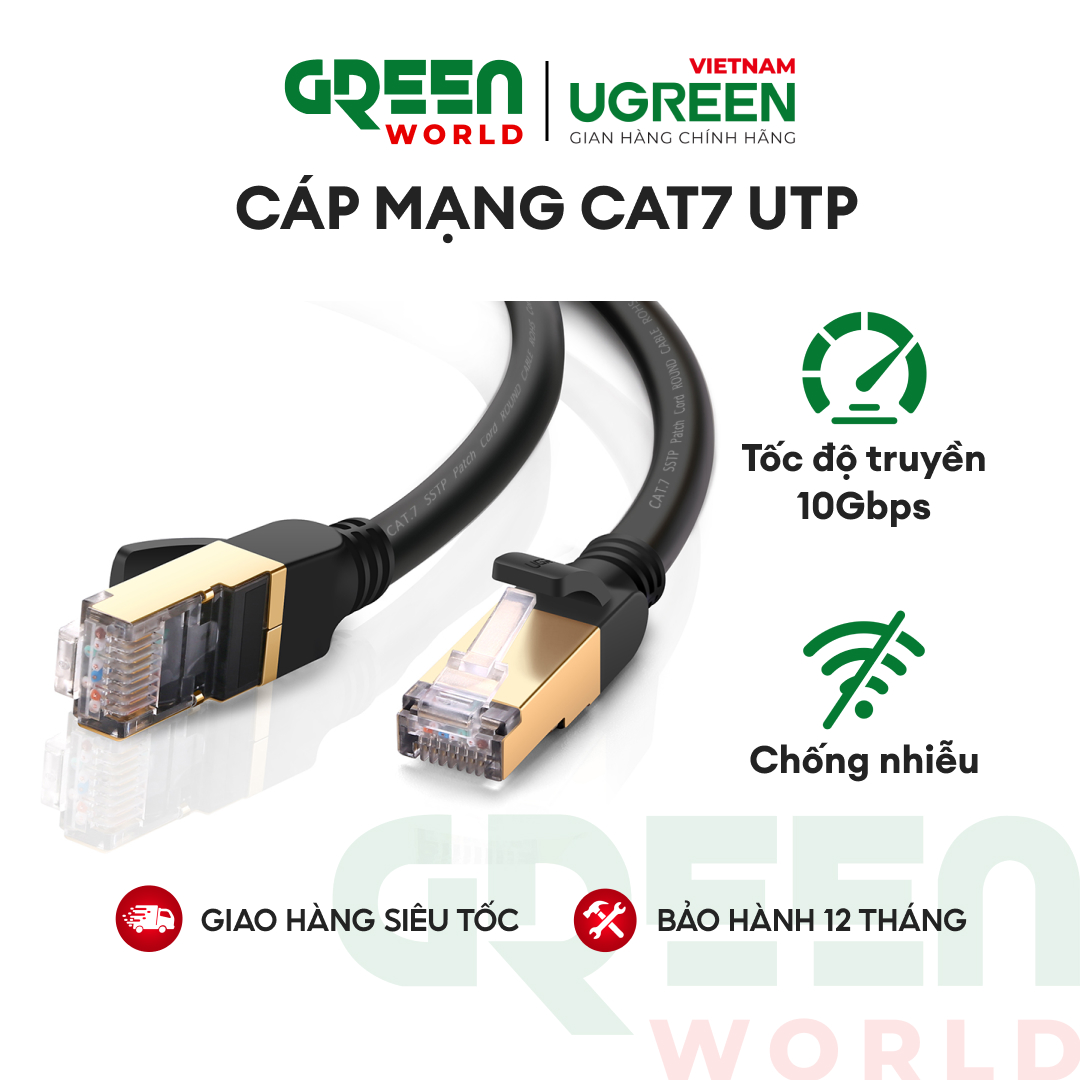 Cáp mạng 2 đầu đúc bọc hợp kim cat7 utp dài 10m ugreen nw107 11273 - hãng phân phối chính thức