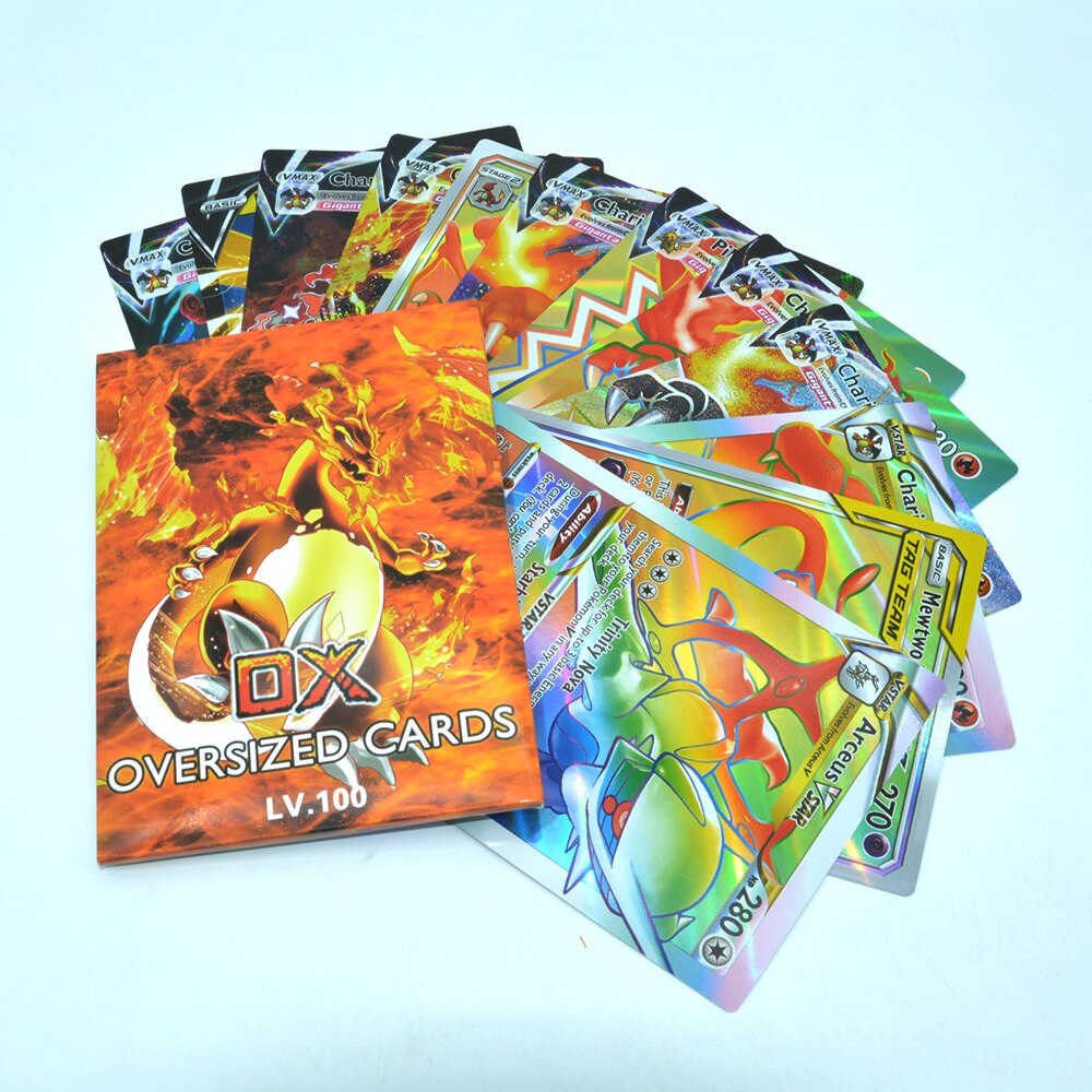 Anime pokemon raro cartões de metal v vmax 25th mewtwo charizard pikachu  arceus treinador lillie jogo