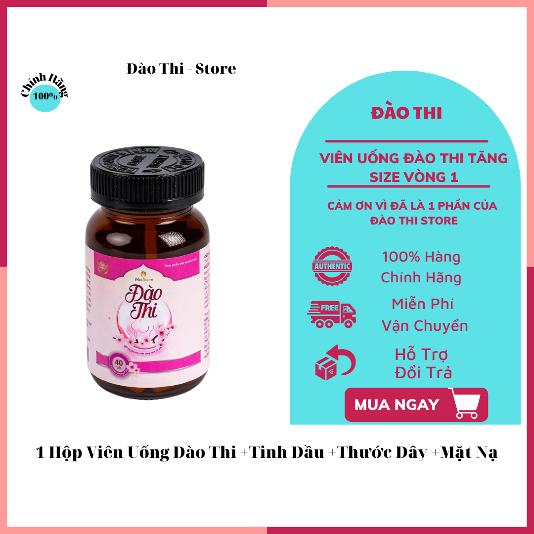 [Tặng Tinh Dầu Massage ] Viên Uống Đào Thi Tăng V1+Tặng Tinh Dầu MaSa V1+Thước Dây