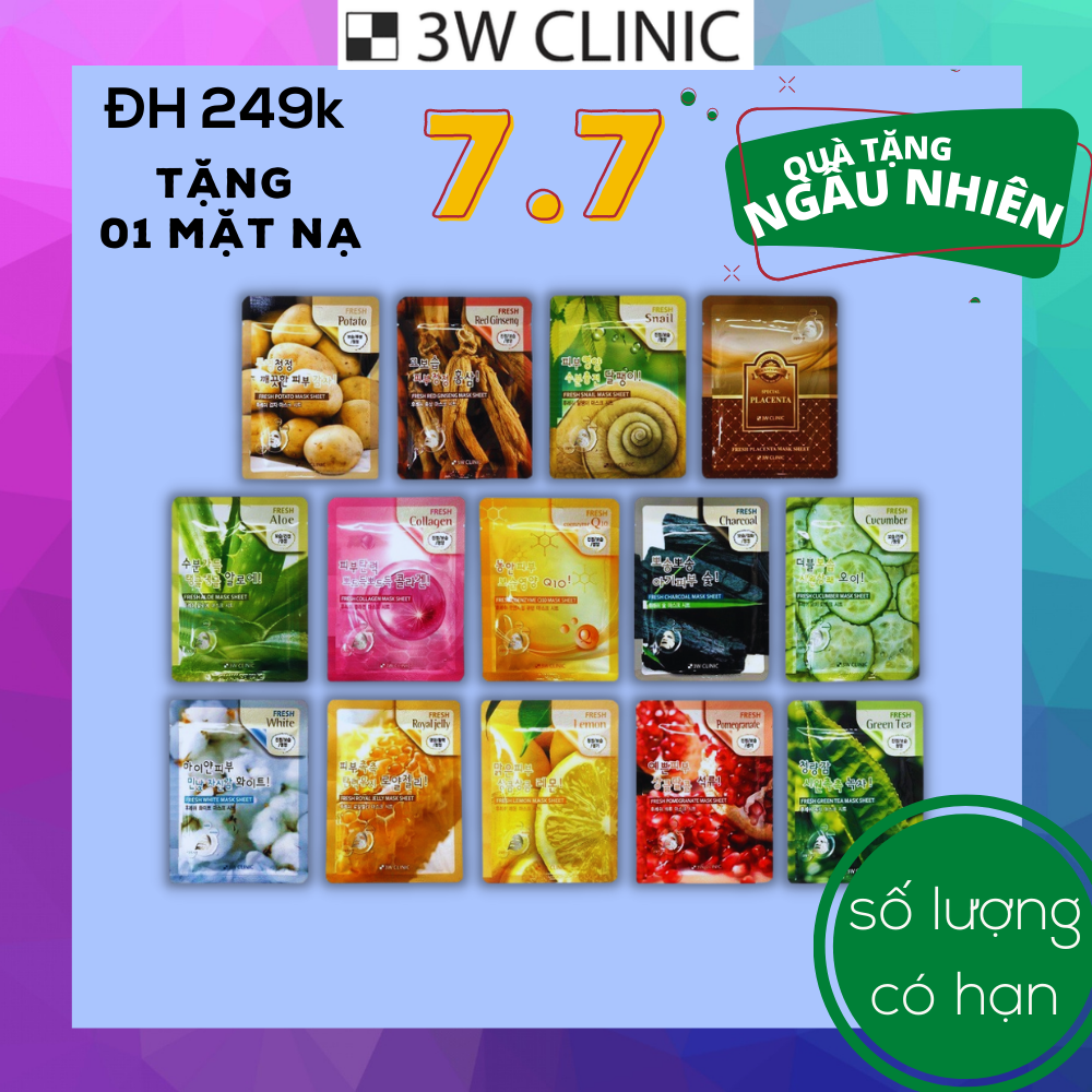 [Quà tặng ngẫu nhiên] Mặt nạ dưỡng da  3W Clinic Fresh Mask Sheet 23ml