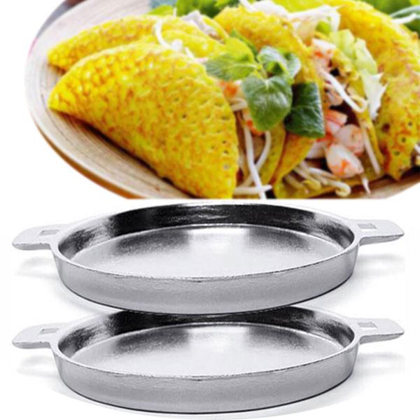[HCM]Bộ 2 Chảo Gang (18cm) Làm Bánh Xèo Quảng Chiên Trứng Bánh Rán Chống Bể
