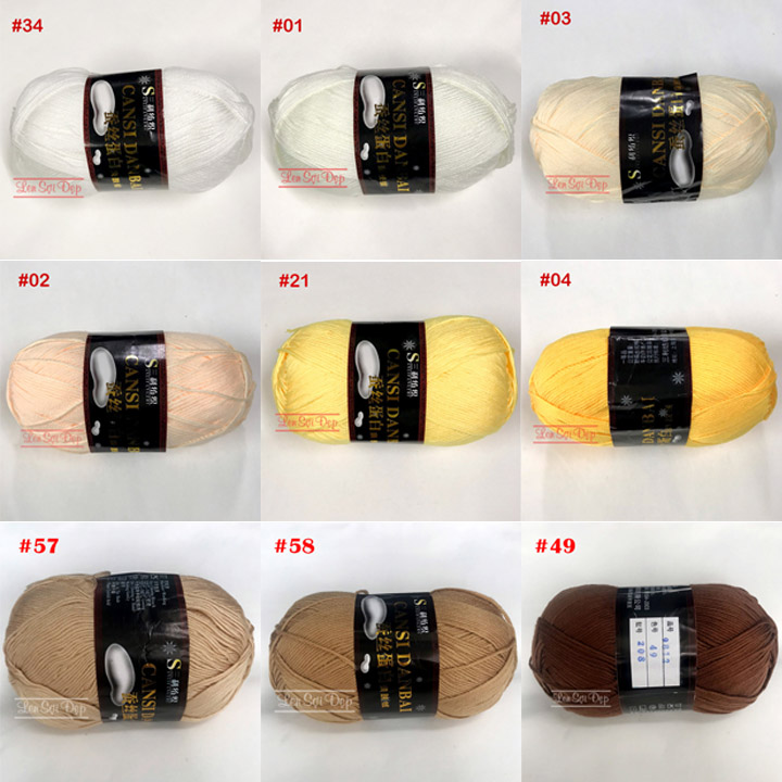 [HCM]Cuộn len cotton Cansi Danbai 125g đan móc áo khăn nón