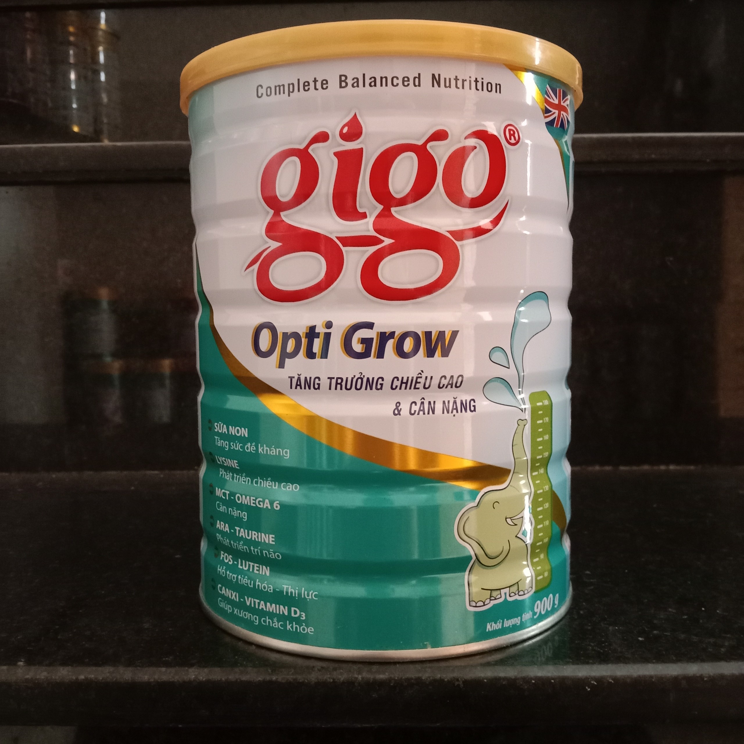 Sữa bột giúp tăng trưởng chiều cao cho trẻ từ 1-17 tuổi Gigo Opti-Grow 900Gr