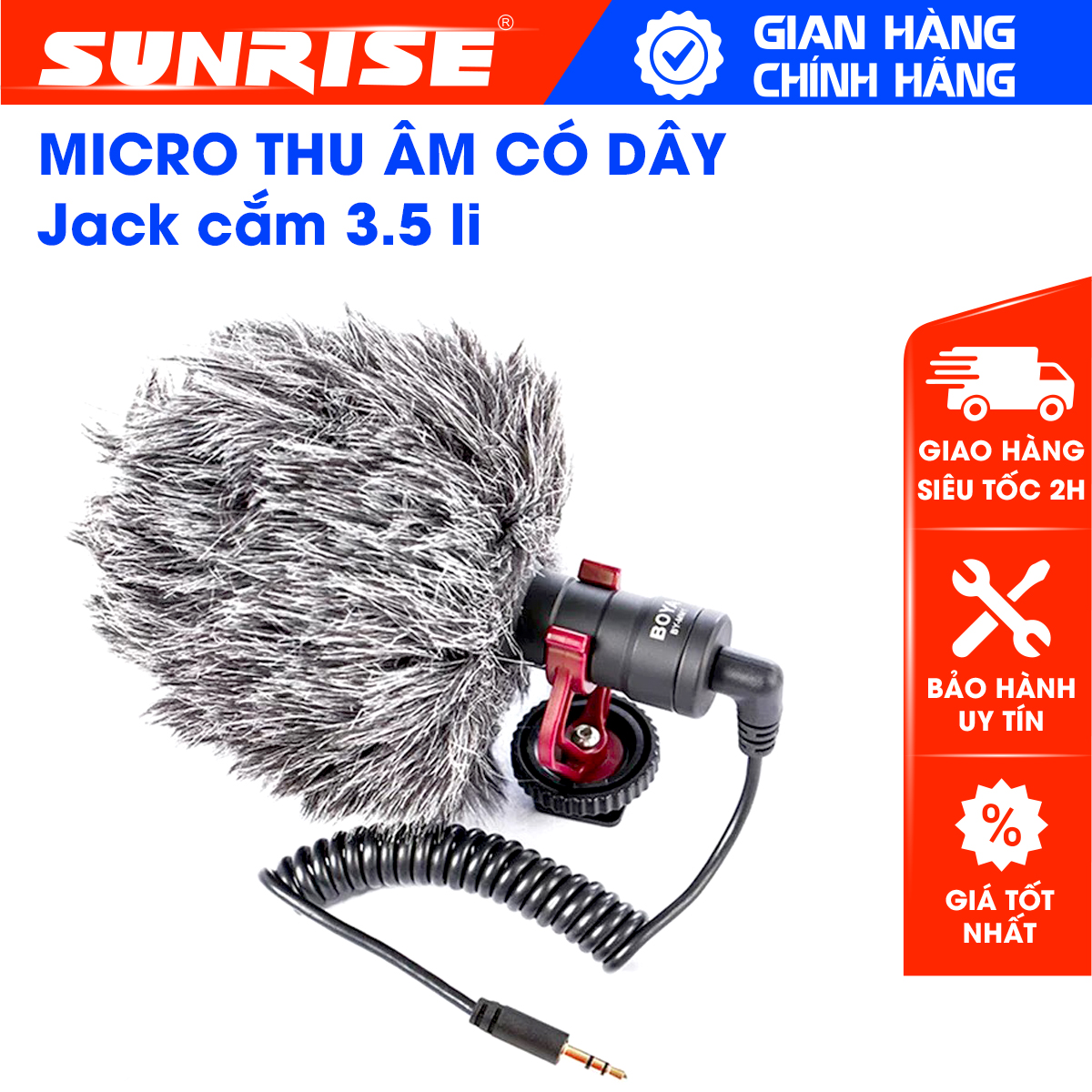 Micro Livestream BYMM1 cho điện thoại, máy quay… Mic thu âm lọc tạp âm, thu âm cực tốt Jack 3.5mm