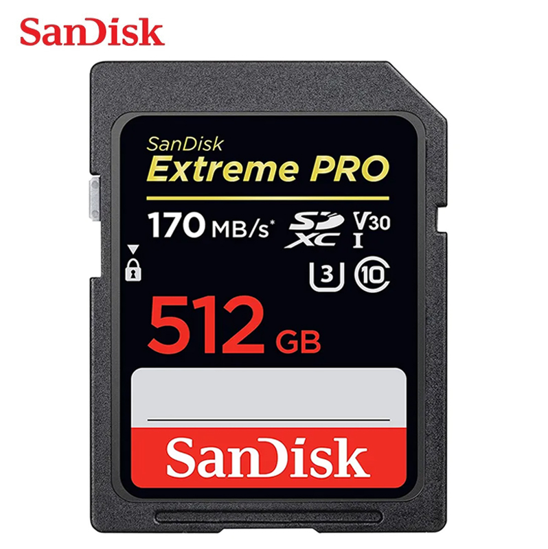 SanDisk Extreme PRO UHS-I thẻ nhớ 512GB SDXC Thẻ nhớ hỗ trợ C10 U3 V30 4K 170 MB/giây cho máy ảnh kỹ thuật số