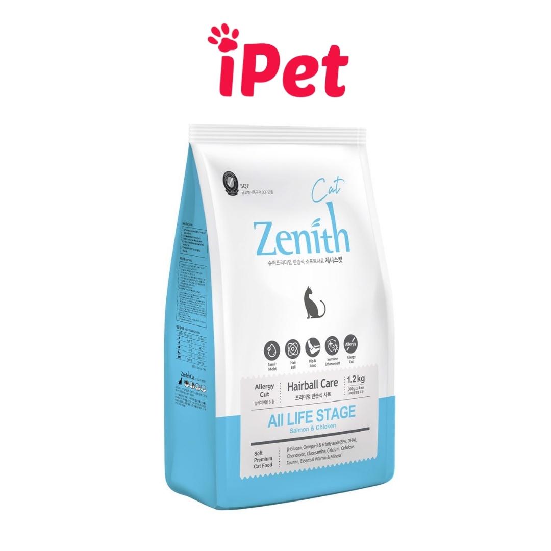 Thức ăn hạt mềm cho mèo Zenith Hairball triệt tiêu búi lông túi 1.2kg - iPet Shop