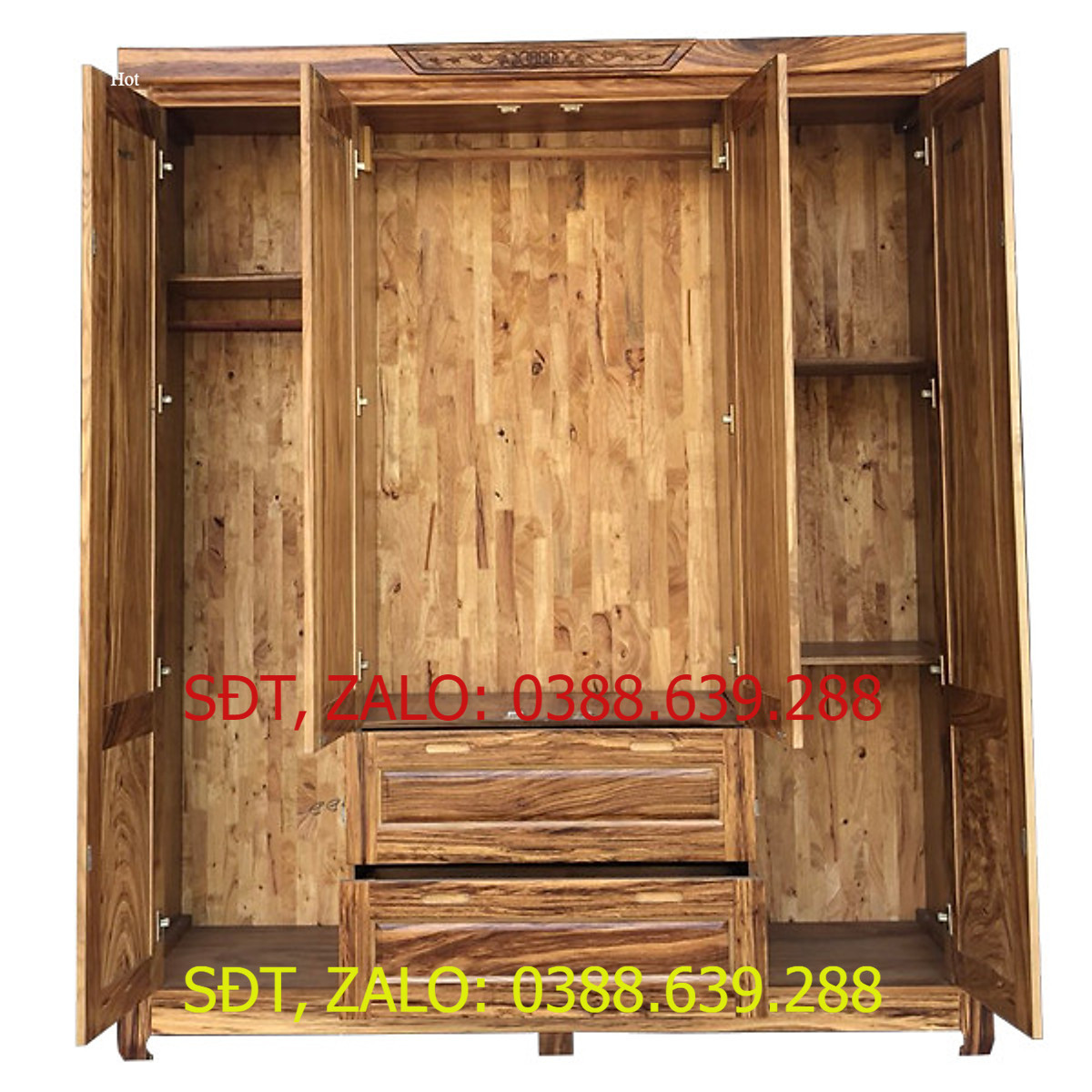 Tủ Áo 4 Cánh Gỗ Hương Xám , tủ áo bằng gỗ , tủ áo 4 cánh , tủ áo 1m8 .