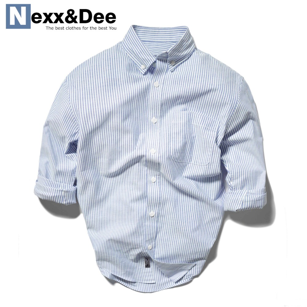 Áo sơ mi nam tay dài kẻ sọc nhỏ công sở vải oxford denim stripes Nexx&Dee SM06