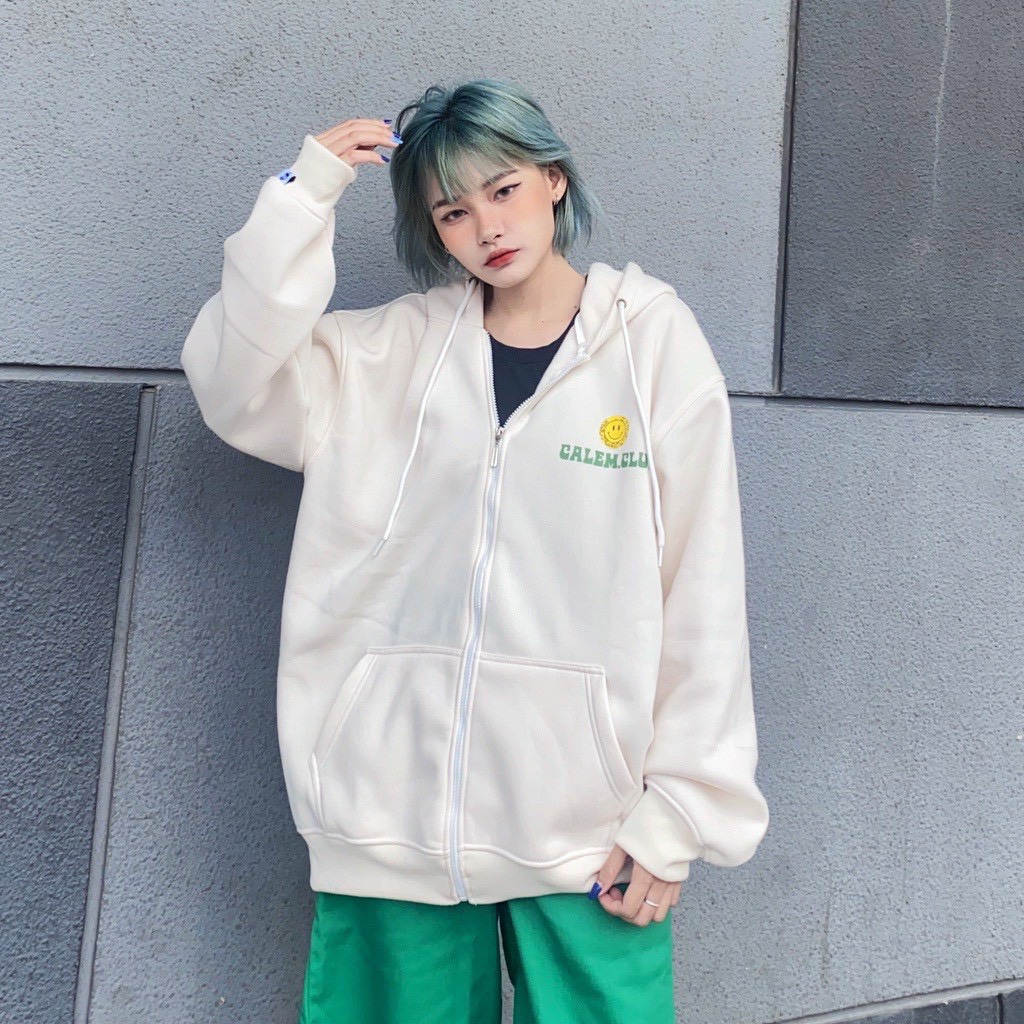 Áo khoác hoodie zip calemtclub form rộng in hình độc đáo phong cách thời trang siêu hot