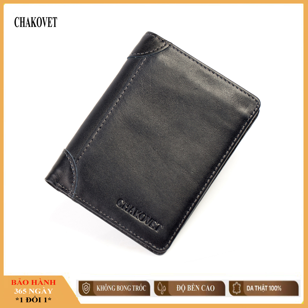 Ví Nam da thật dáng đứng nhiều ngăn Chakovet CKVD.268 , Bóp nam da bò cao cấp đựng thẻ giấy tờ xe, Kiểu ví da nam da bò thật có ngăn khóa kéo đựng tiền, Ví gồm 2 màu (Nâu Đen), bảo hành 12 tháng