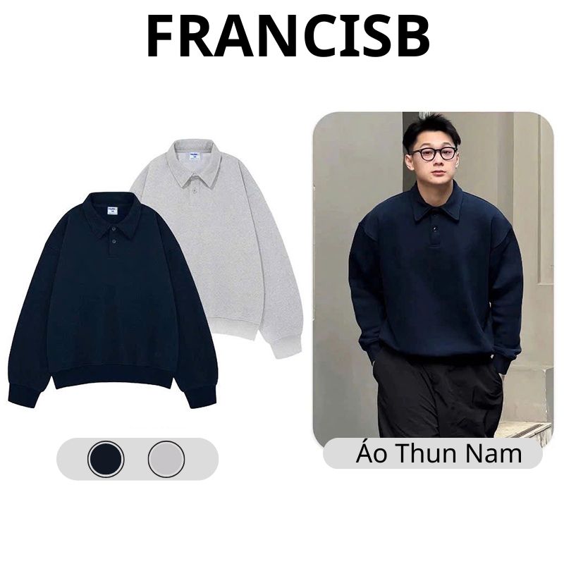 Áo Polo Sweater Nam Dài Tay Form Rộng In Chữ Trước Ngực Chất Nỉ Dày Dặn Thời Trang FrancIsB TOP NAM 