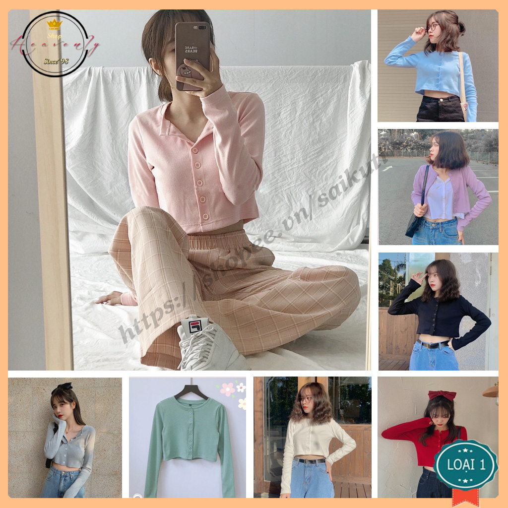 Áo Croptop Yan 7 cúc dài tay kiểu dáng Hàn Quốc dưới 65Kg, Áo croptop tay dài Saikuti (CRT0002)