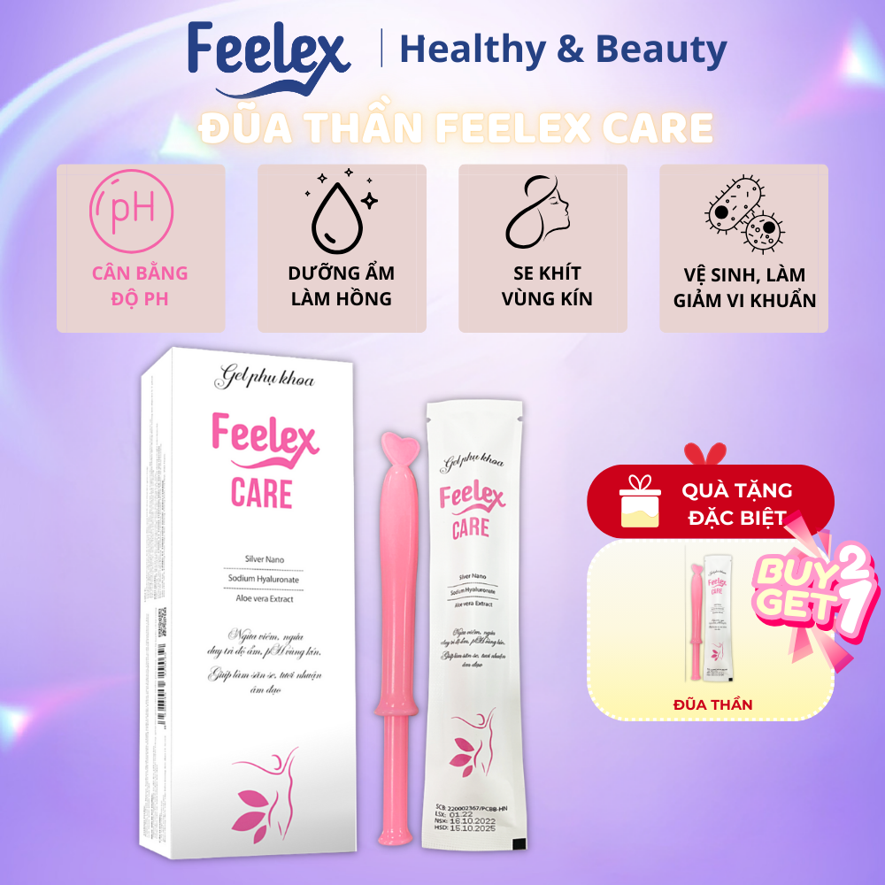 Gel phụ khoa Feelex Care vệ sinh toàn diện, làm hồng, se khít vùng kín - Hộp 6 Tuýp