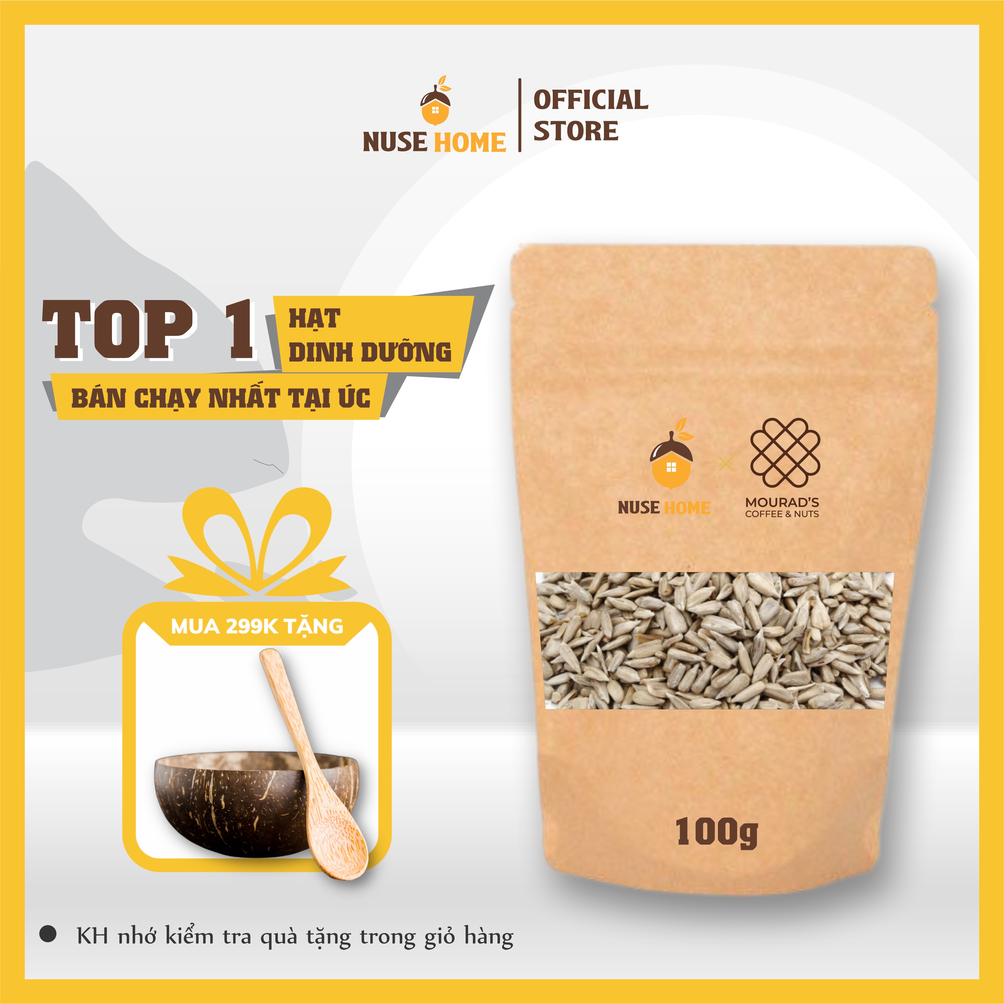 Hạt Hướng Dương Mourad's - Nhân Hướng Dương Tốt Trí Não, Thị Giác - Eat Clean, Ăn Chay, Ăn Thô Đều Dùng - Nhập Khẩu Úc (100gr) - Nuse Home
